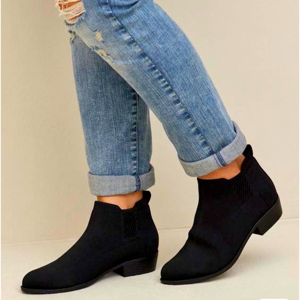 Stretch Knit Ankle Bootie - Black (WW)